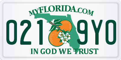 FL license plate 0219YO