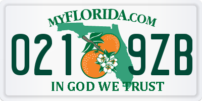 FL license plate 0219ZB