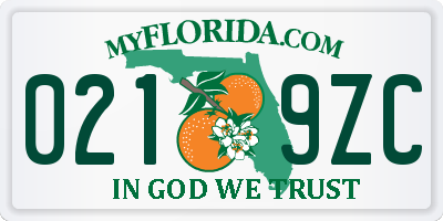 FL license plate 0219ZC
