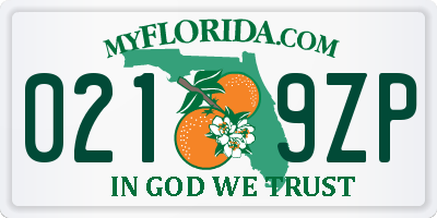 FL license plate 0219ZP