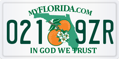 FL license plate 0219ZR