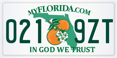 FL license plate 0219ZT