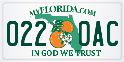 FL license plate 0220AC