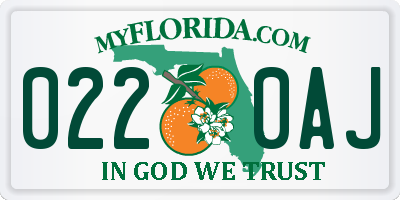 FL license plate 0220AJ
