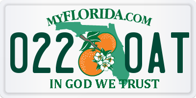 FL license plate 0220AT