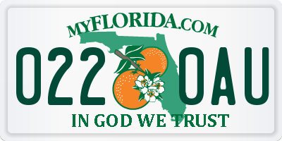 FL license plate 0220AU