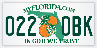 FL license plate 0220BK
