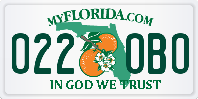 FL license plate 0220BO