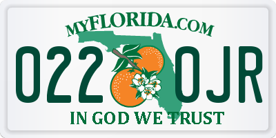 FL license plate 0220JR