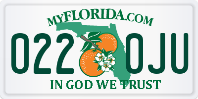 FL license plate 0220JU