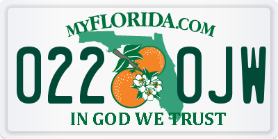 FL license plate 0220JW