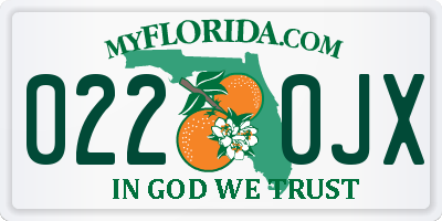 FL license plate 0220JX