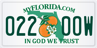 FL license plate 0220OW
