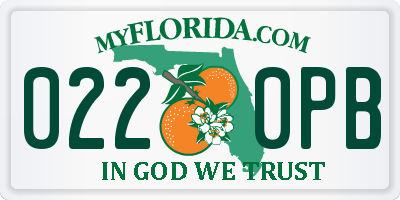 FL license plate 0220PB