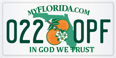 FL license plate 0220PF