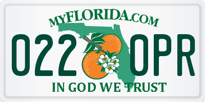FL license plate 0220PR