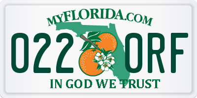 FL license plate 0220RF