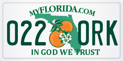 FL license plate 0220RK