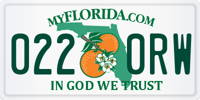 FL license plate 0220RW
