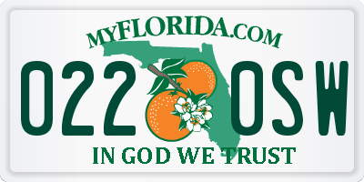 FL license plate 0220SW