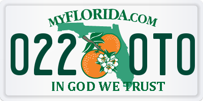 FL license plate 0220TO