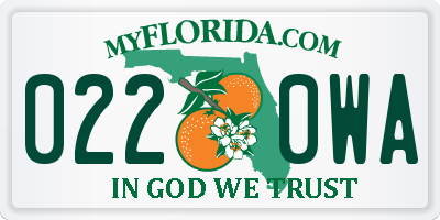 FL license plate 0220WA