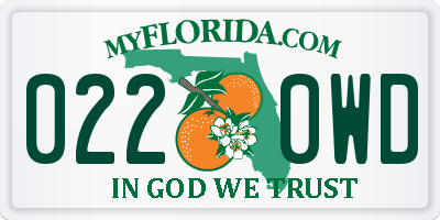 FL license plate 0220WD
