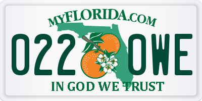 FL license plate 0220WE