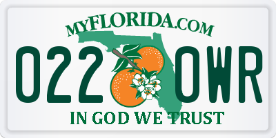 FL license plate 0220WR