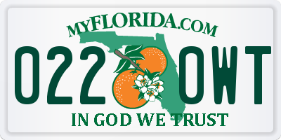 FL license plate 0220WT