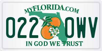 FL license plate 0220WV