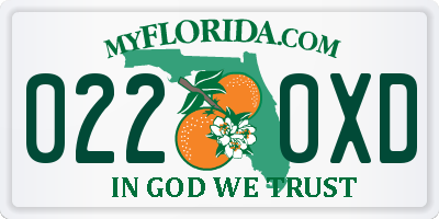 FL license plate 0220XD