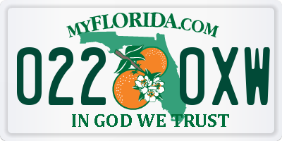 FL license plate 0220XW