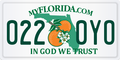 FL license plate 0220YO
