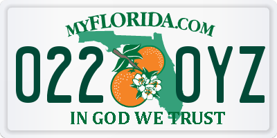 FL license plate 0220YZ
