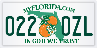 FL license plate 0220ZL