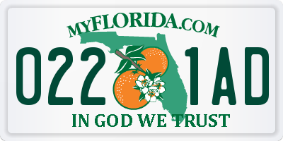 FL license plate 0221AD