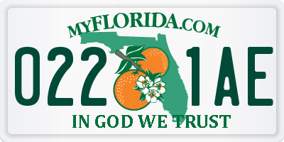 FL license plate 0221AE
