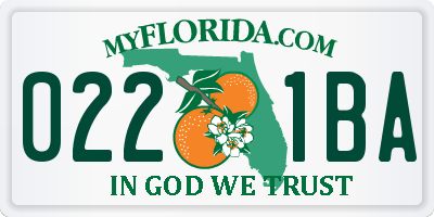 FL license plate 0221BA