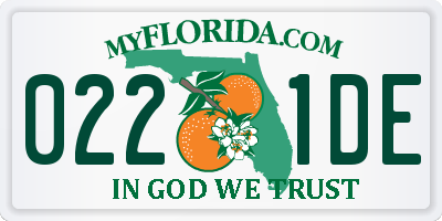 FL license plate 0221DE