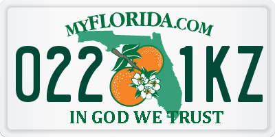 FL license plate 0221KZ