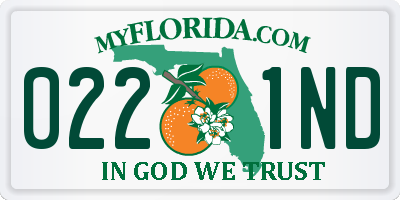 FL license plate 0221ND