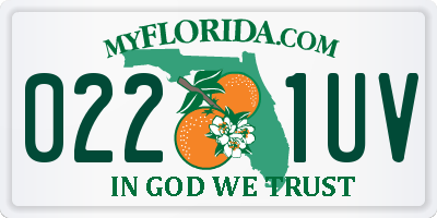 FL license plate 0221UV