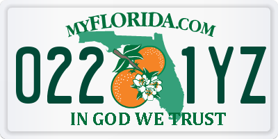FL license plate 0221YZ