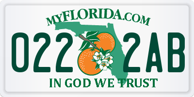FL license plate 0222AB