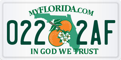 FL license plate 0222AF