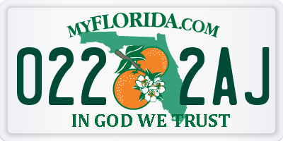 FL license plate 0222AJ