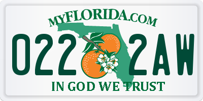 FL license plate 0222AW