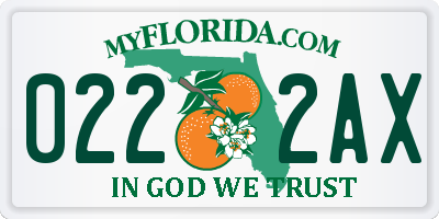 FL license plate 0222AX