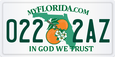 FL license plate 0222AZ